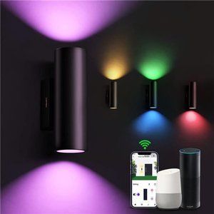 Smart Up and Down Outdoor Wall Light. Exterior Wall Sconce, RGB Color Changing
